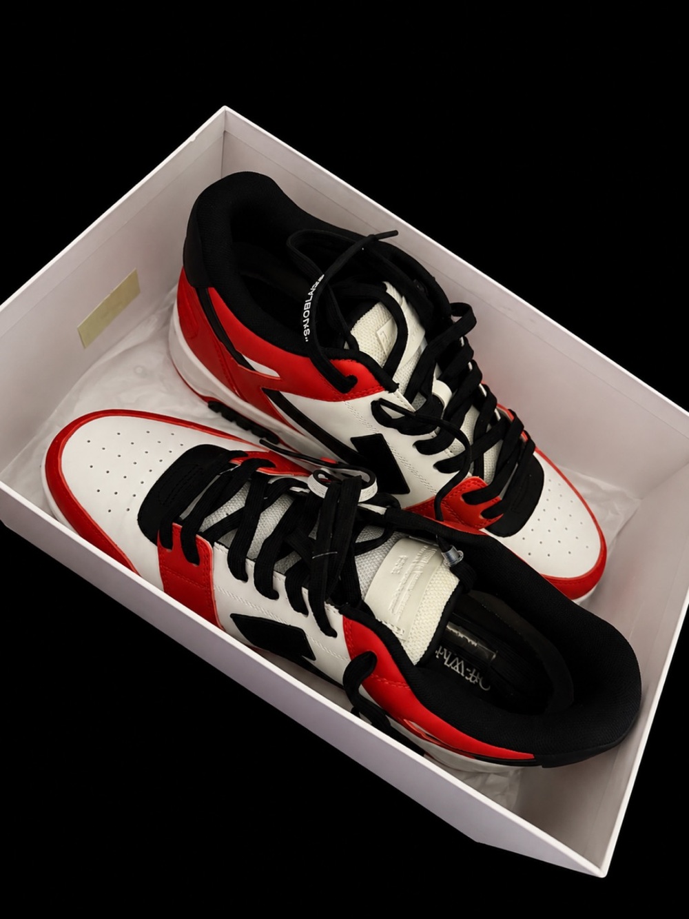 New Off-White Men's Red White and Black Sneakers